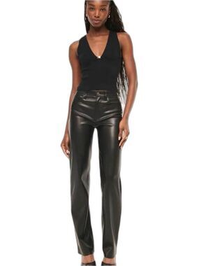 Abercrombie & Fitch Women's High Rise 90s Relaxed Vegan Leather Pants NWOT 28